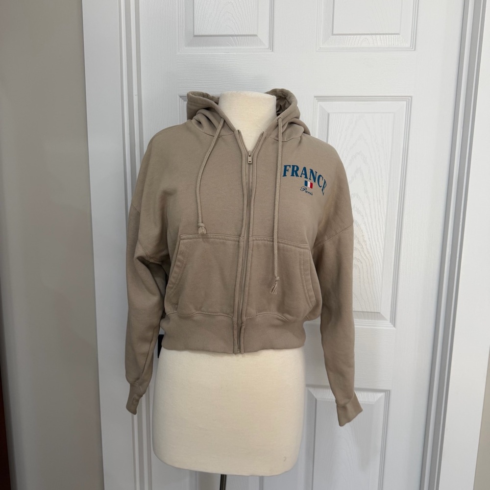 Mighty Fine Tan France Hoodie Zip-Up Hoodie